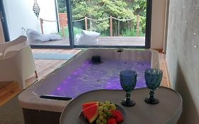 Szumidomki strefa z jacuzzi sauna widok na potok las